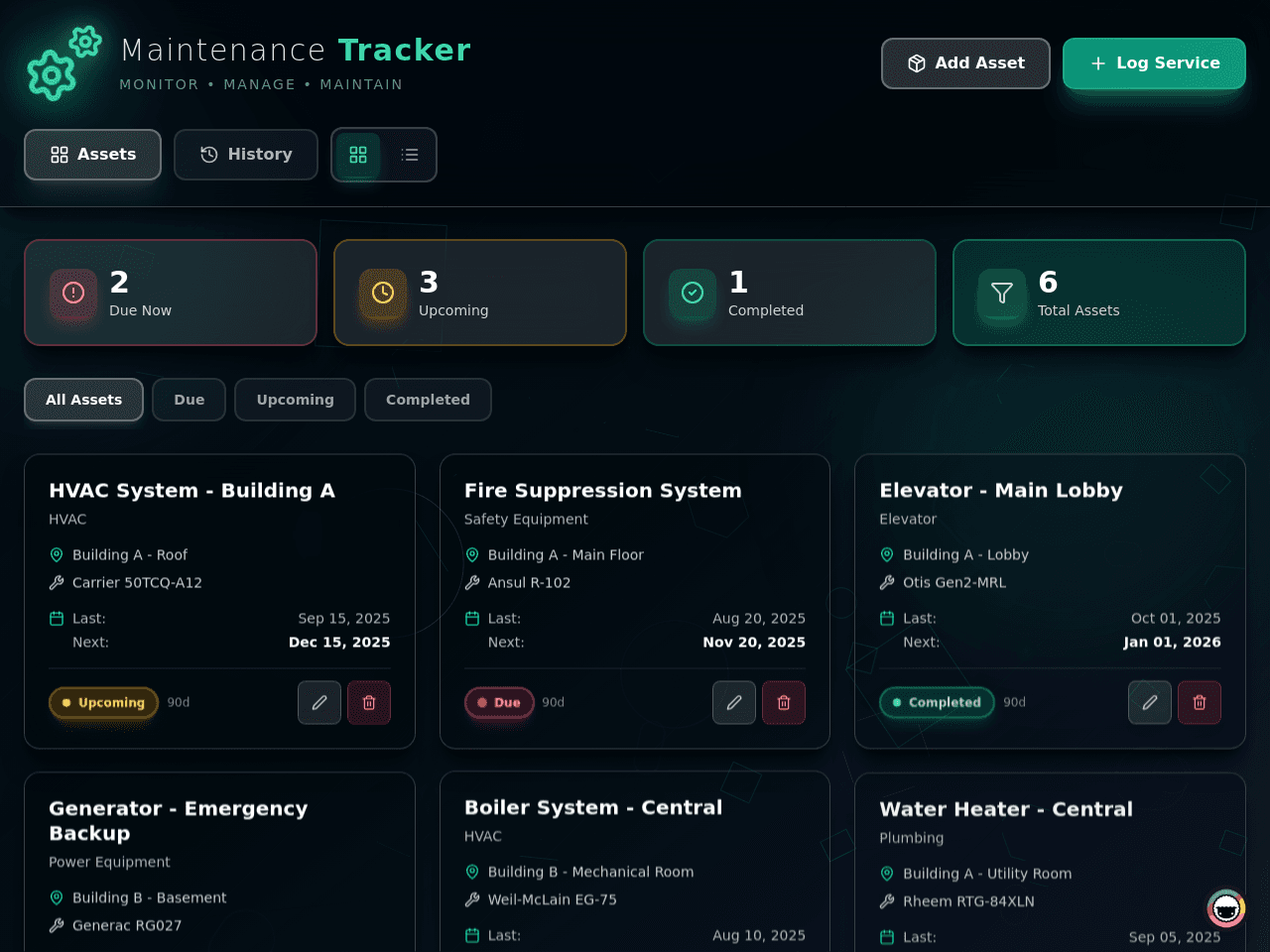 Maintenance Tracker Dashboard