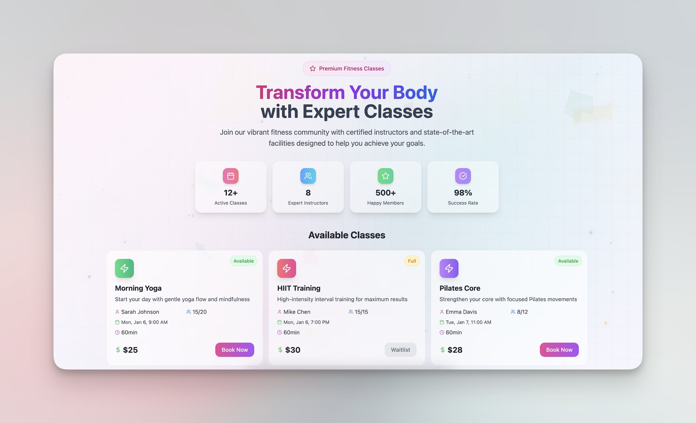 Class booking system