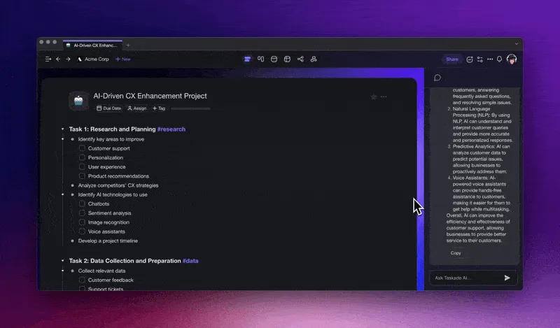 Adding multiple lines in the project editor.