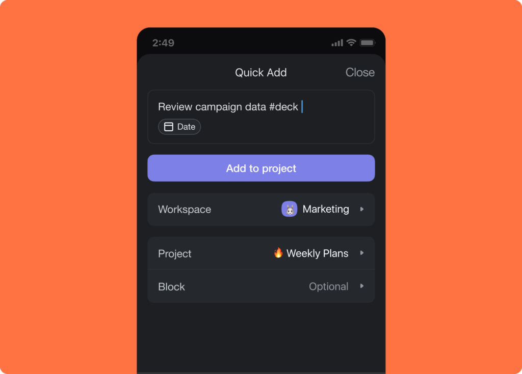 taskade quick task widget