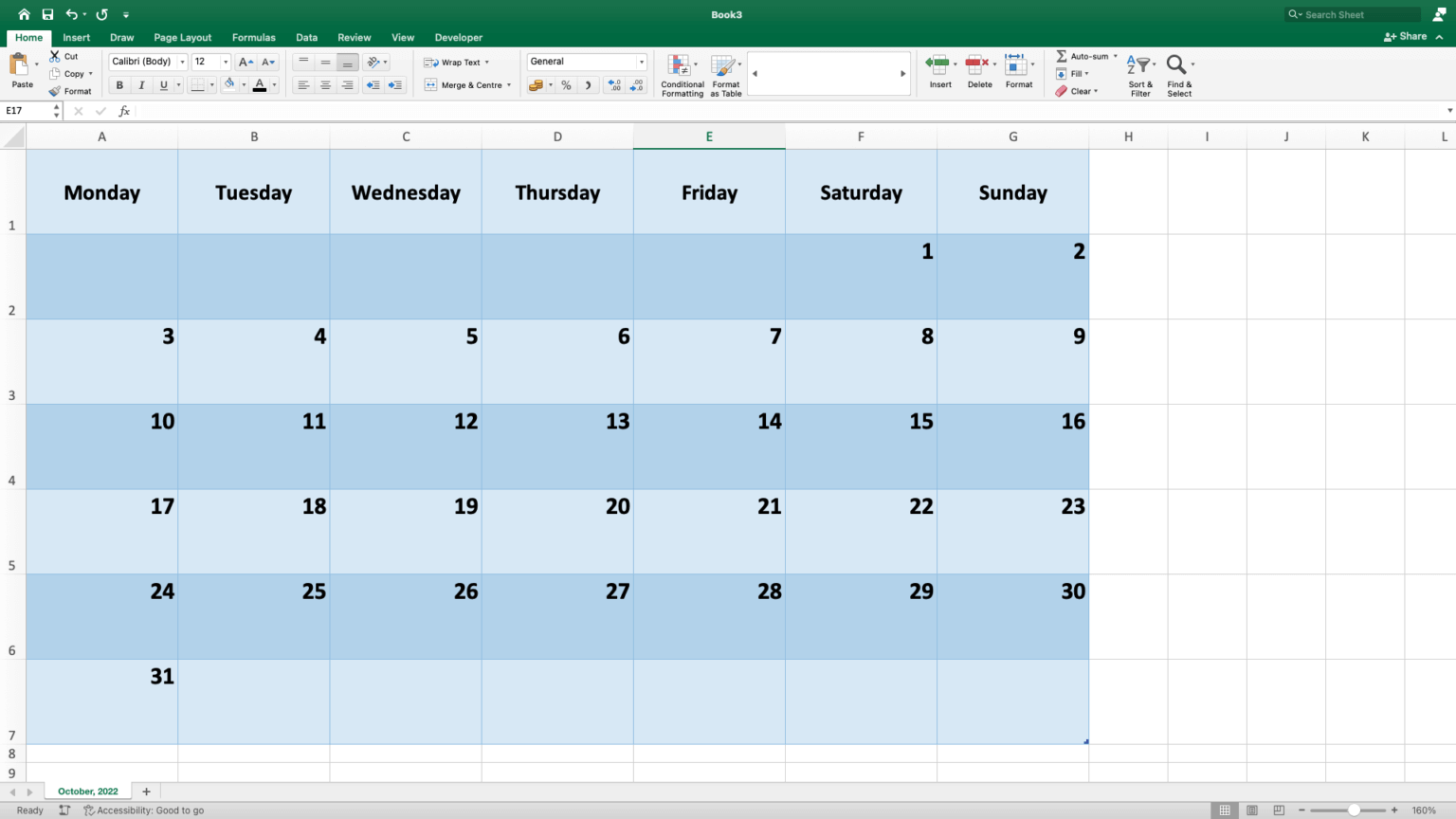 How to Create a Calendar in Excel | Taskade