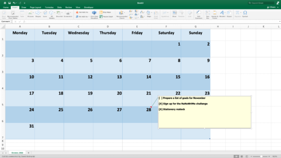 How to Create a Calendar in Excel | Taskade