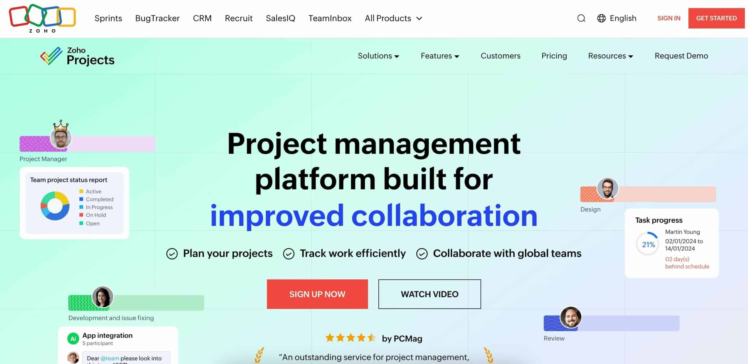 Zoho Projects user interface.