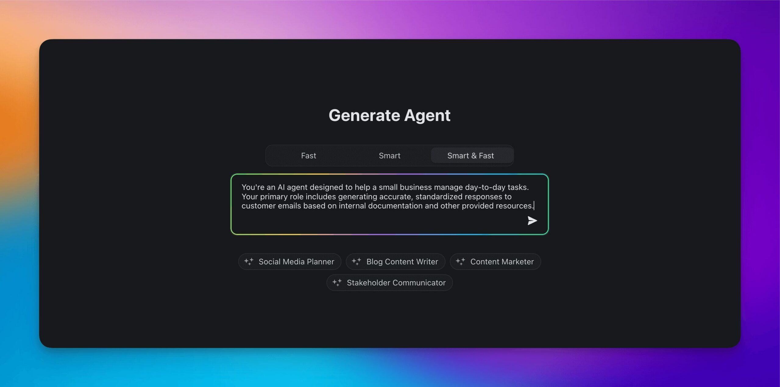 AI Agent Generator feature in Taskade with instructions.