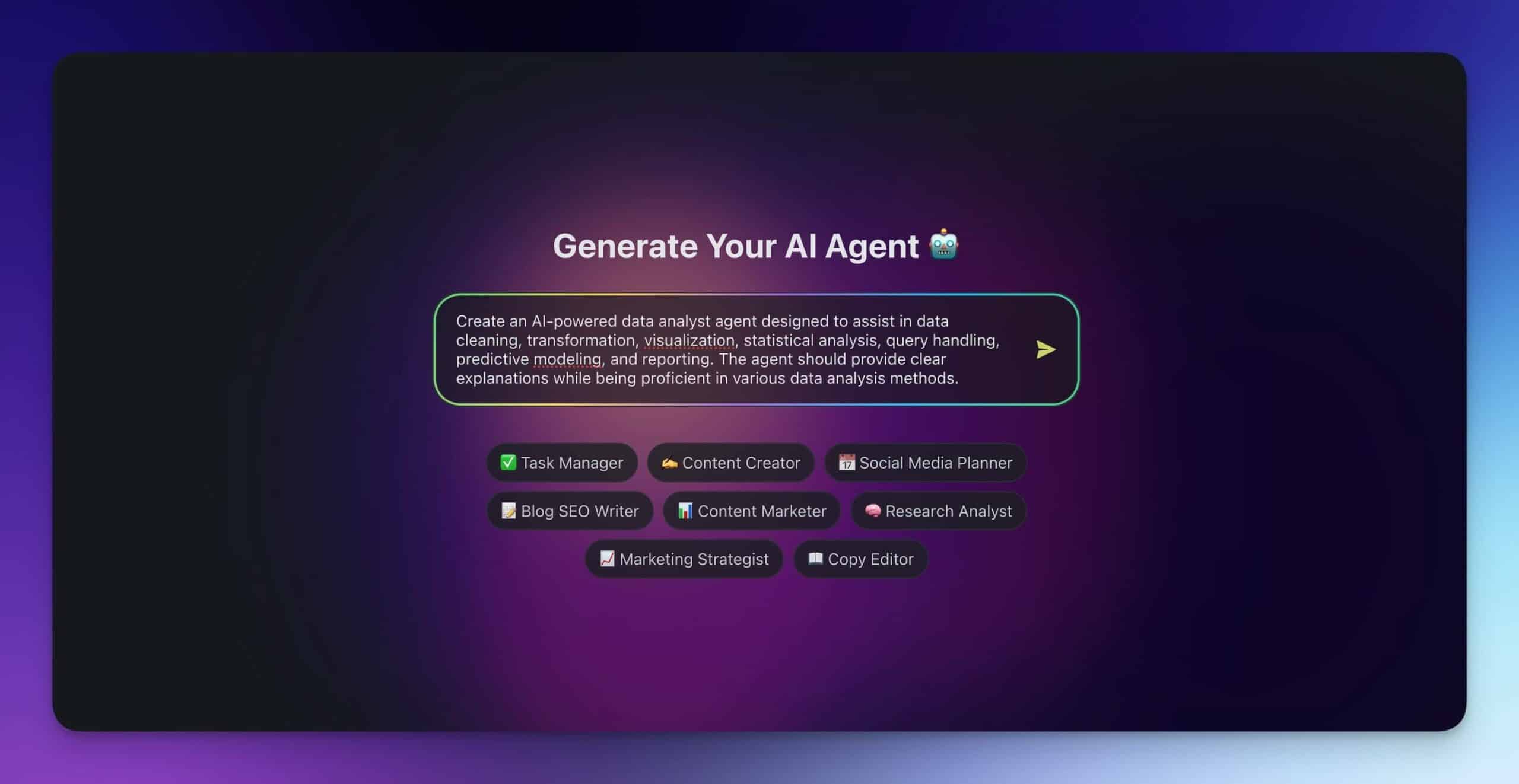 AI Agent Generator in Taskade.