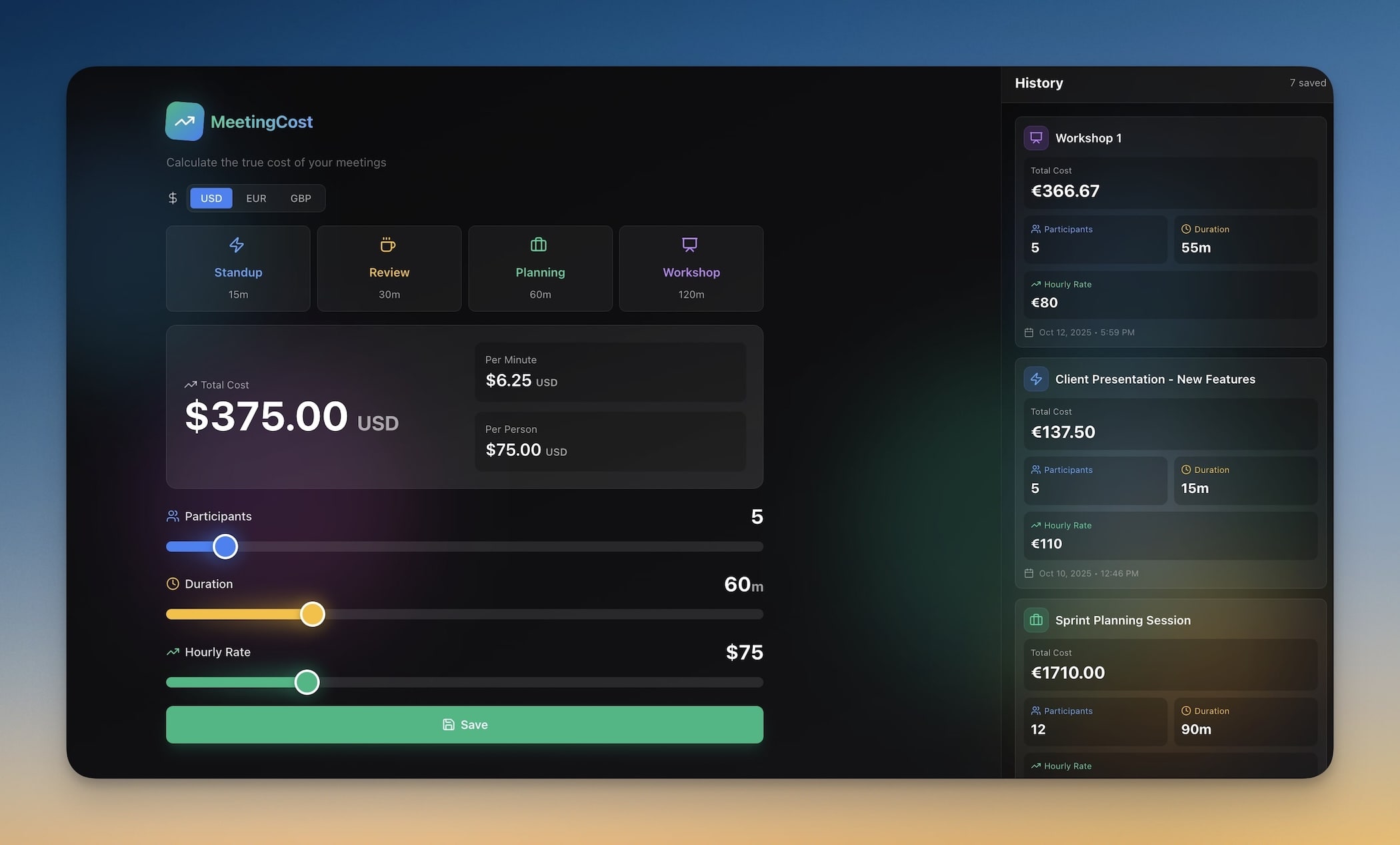 Meeting Cost Calculator