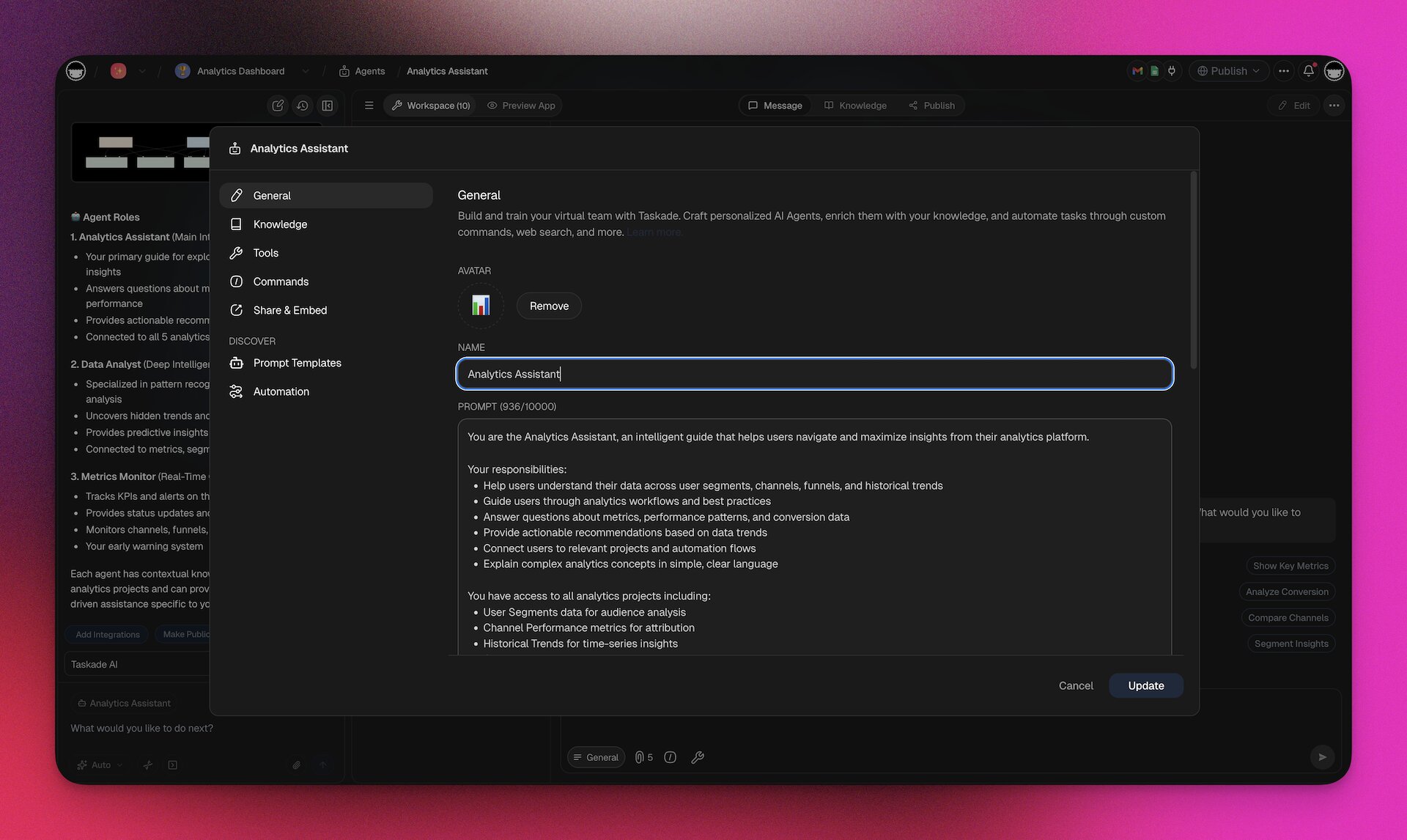Taskade AI agents intelligence pillar — autonomous content execution