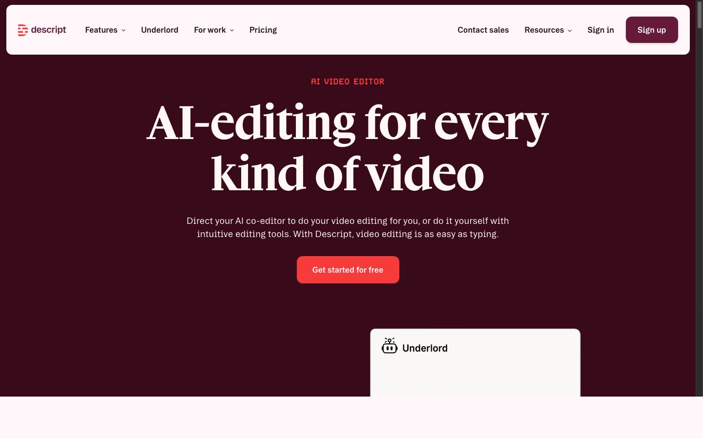 Descript AI video and audio editing