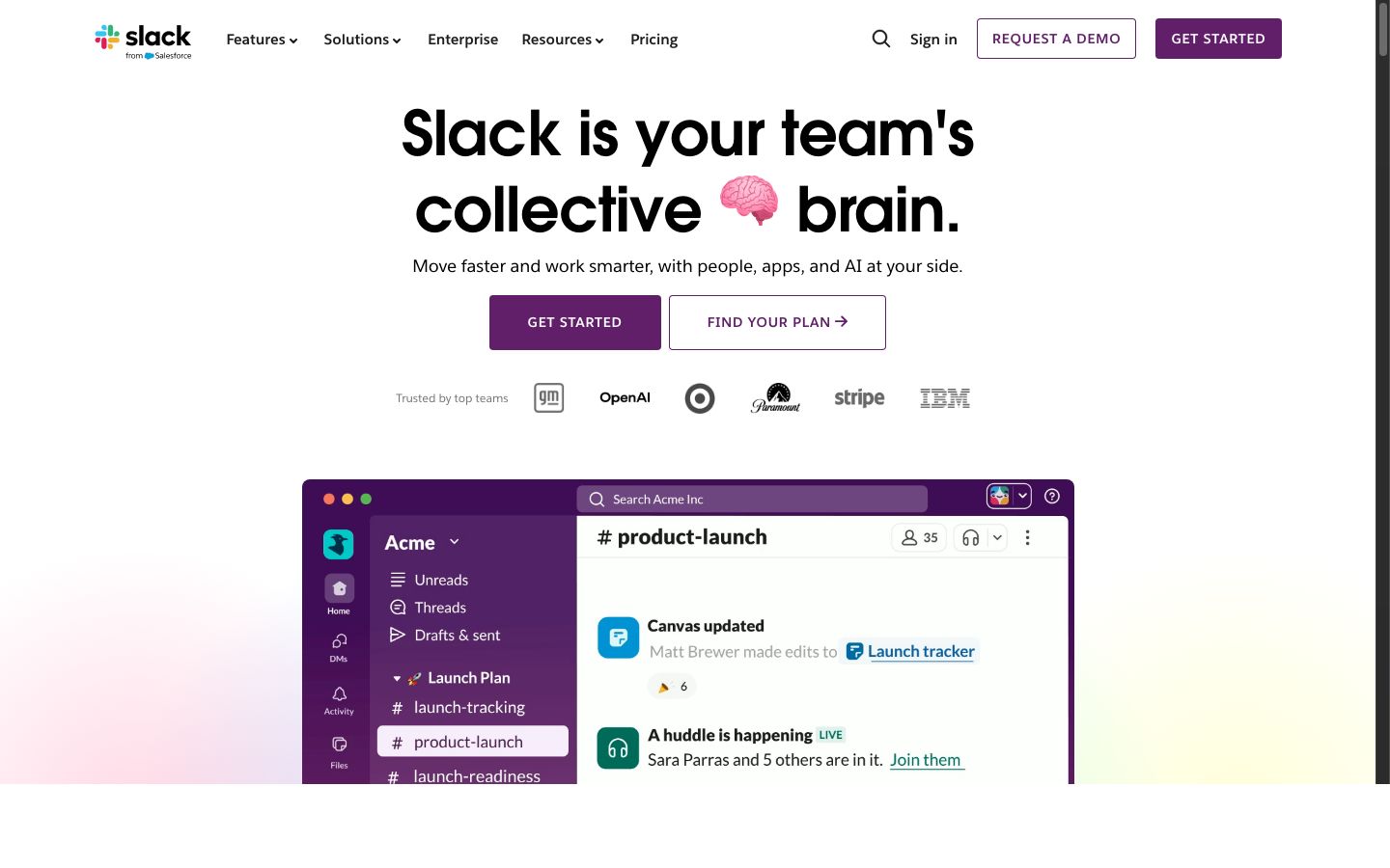 Slack team communication with AI features