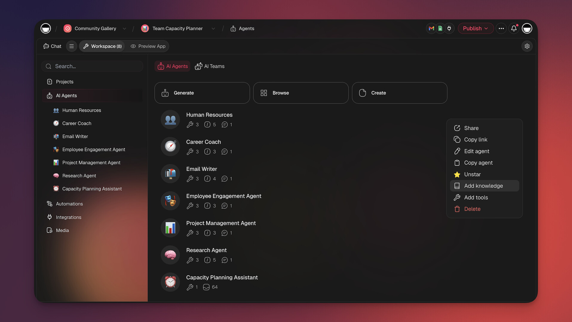 Custom AI Agents in Taskade
