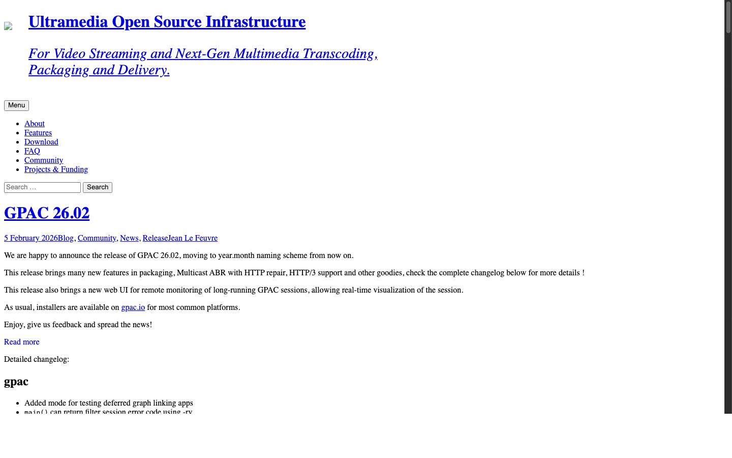 GPAC multimedia framework — used by Netflix for content packaging.