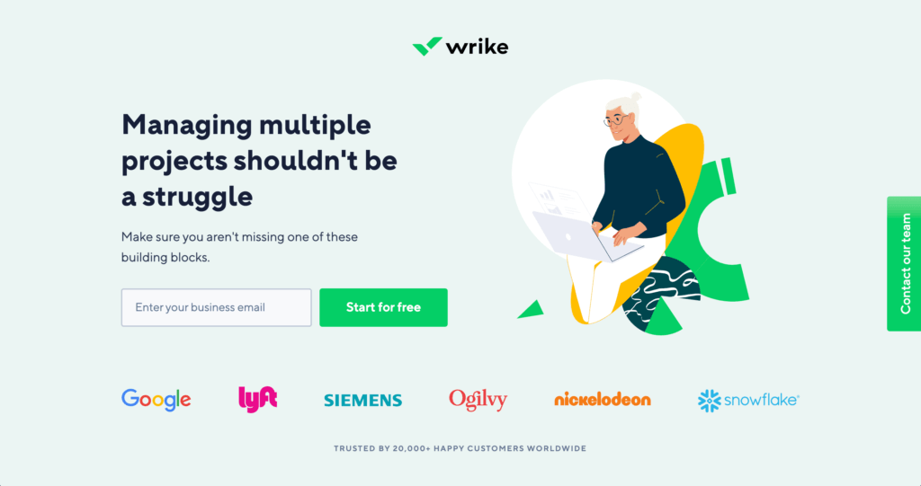 Wrike user interface.