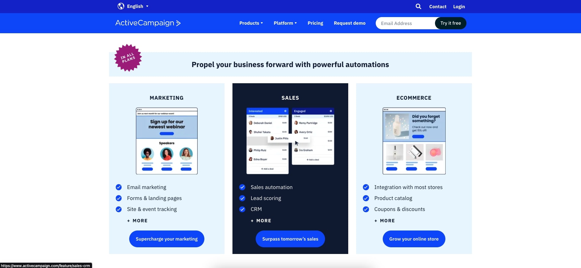 ActiveCampaign user interface.