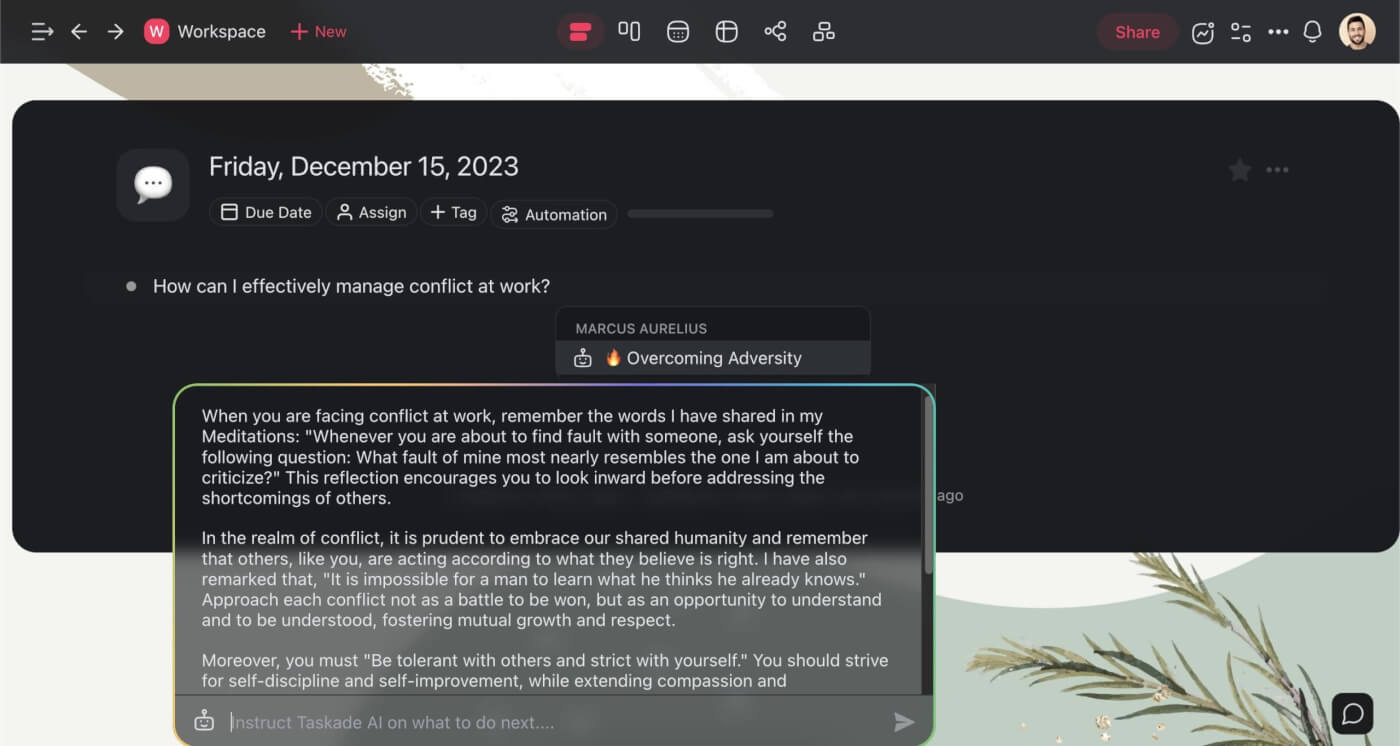 Taskade AI Chat feature.