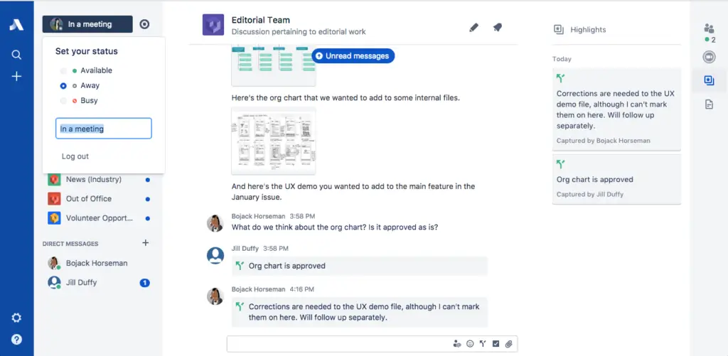 Atlassian Stride user interface (2017).