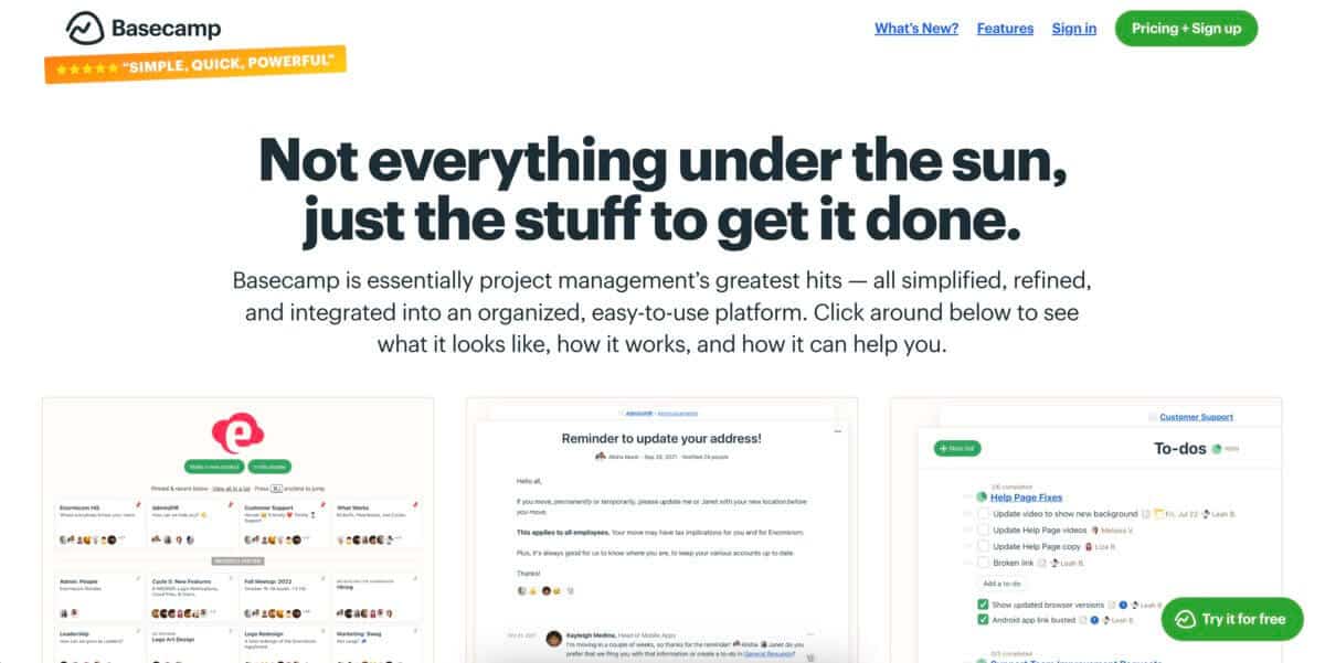 Basecamp user interface.