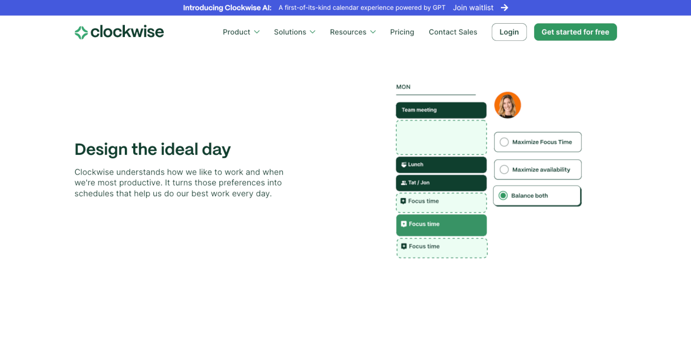 Clockwise user interface.