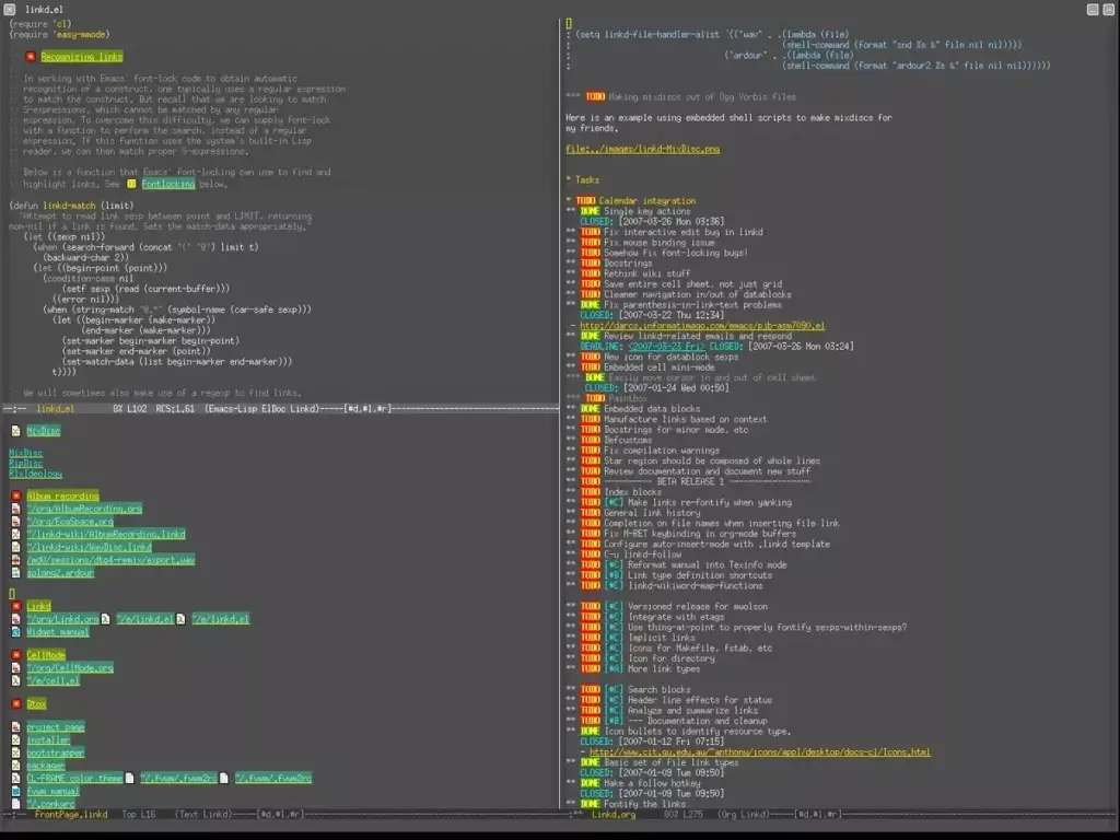 Emacs Org Mode project outliner.