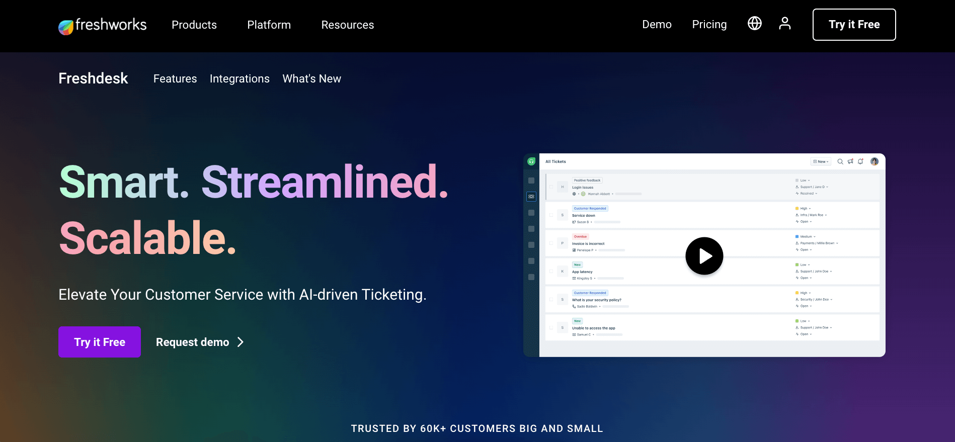 Freshworks user interface.