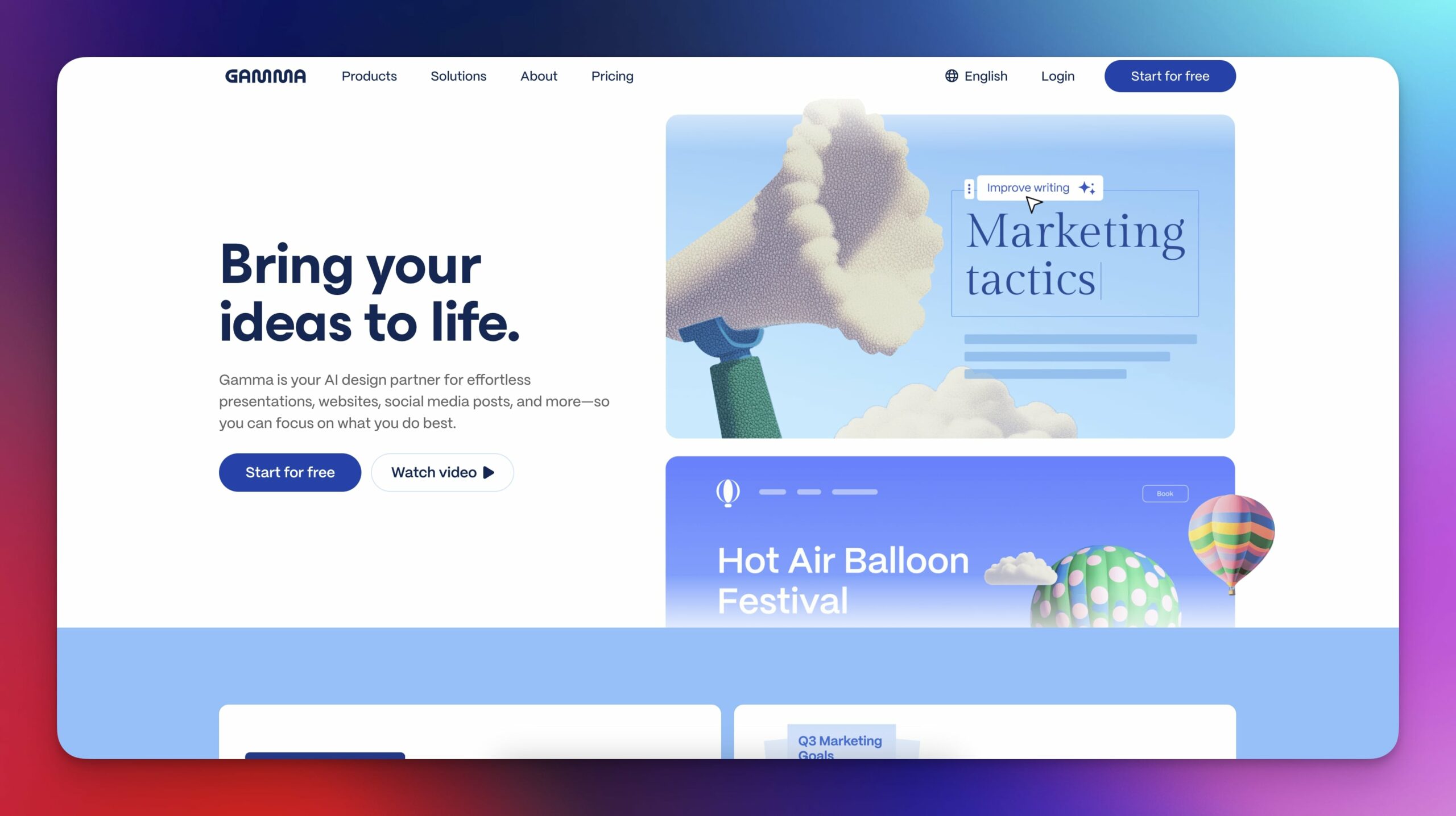 Gamma user interface.