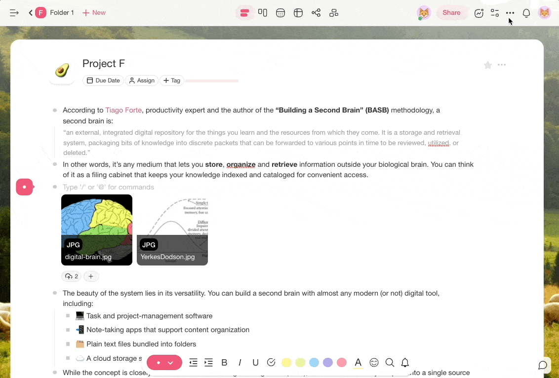 Taskade Export feature.