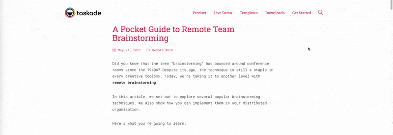 Taskade Web Clipper extension.