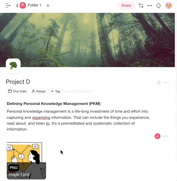 Taskade Project cross-linking feature.