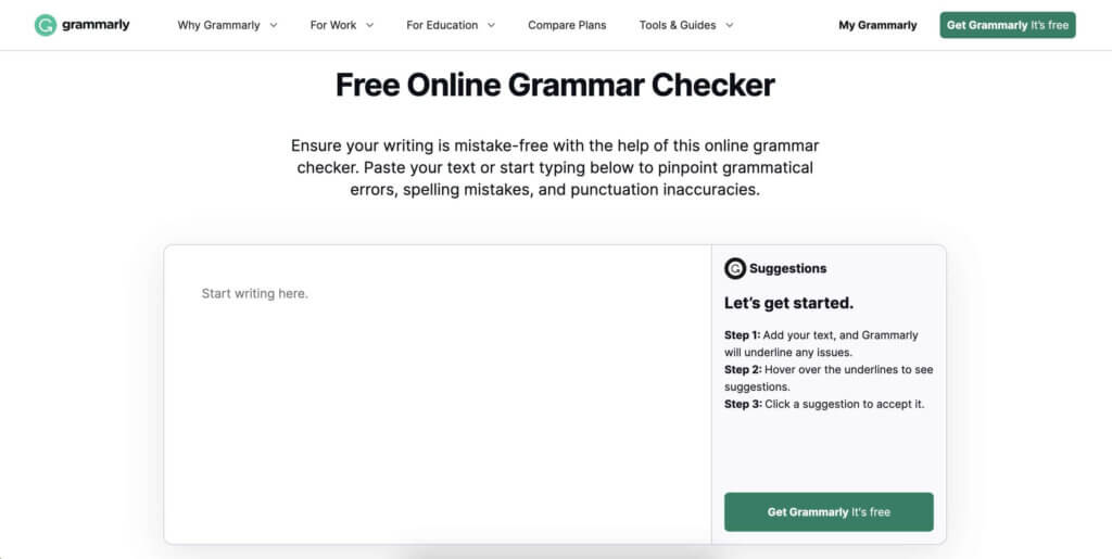 Grammarly user interface.