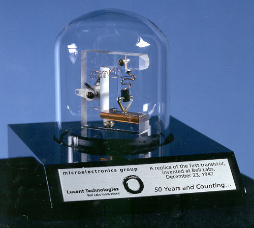 The first transistor, invented at Bell Labs in 1947