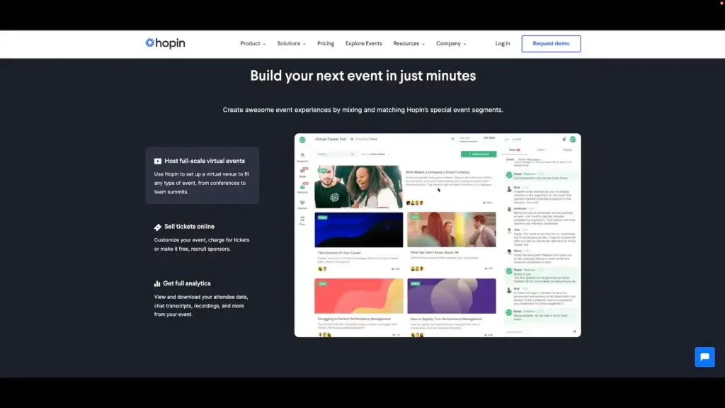 Hopin user interface screenshot.