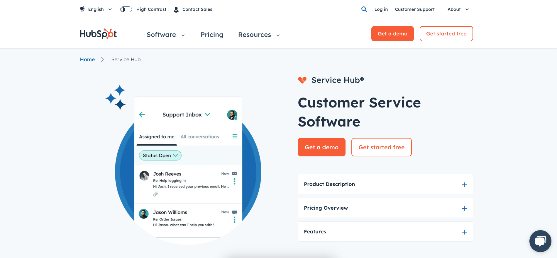 HubSpot Service Hub user interface.