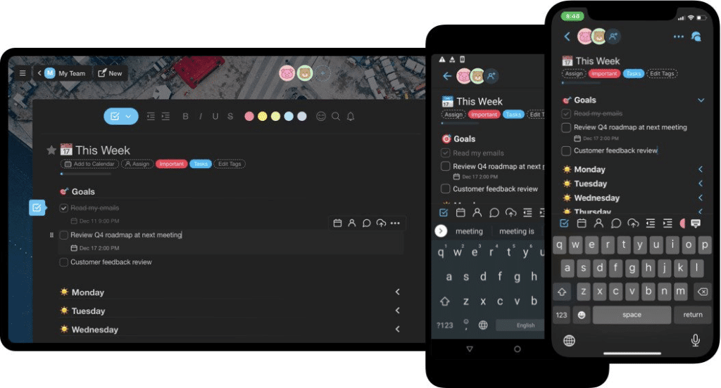 Taskade iPhone and iPad mobile apps.