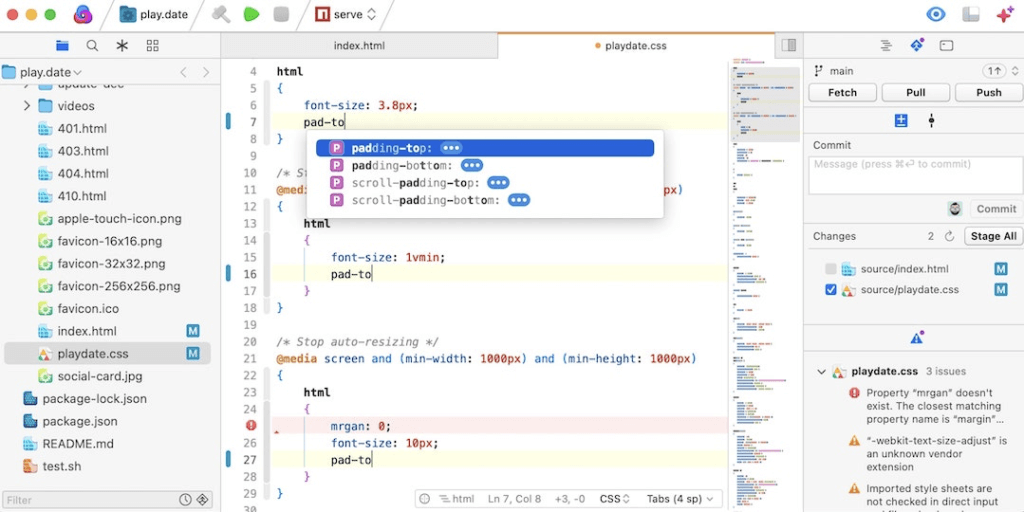 Nova (formerly Coda) user interface.