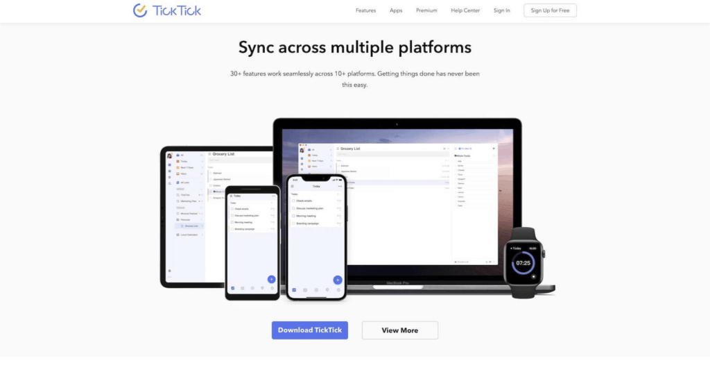 TickTick user interface.