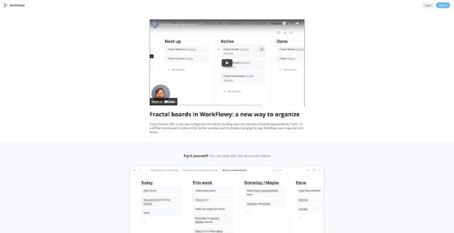 Workflowy user interface.