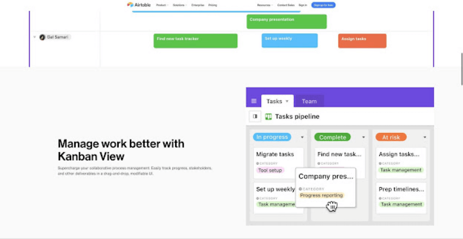 Airtable user interface.