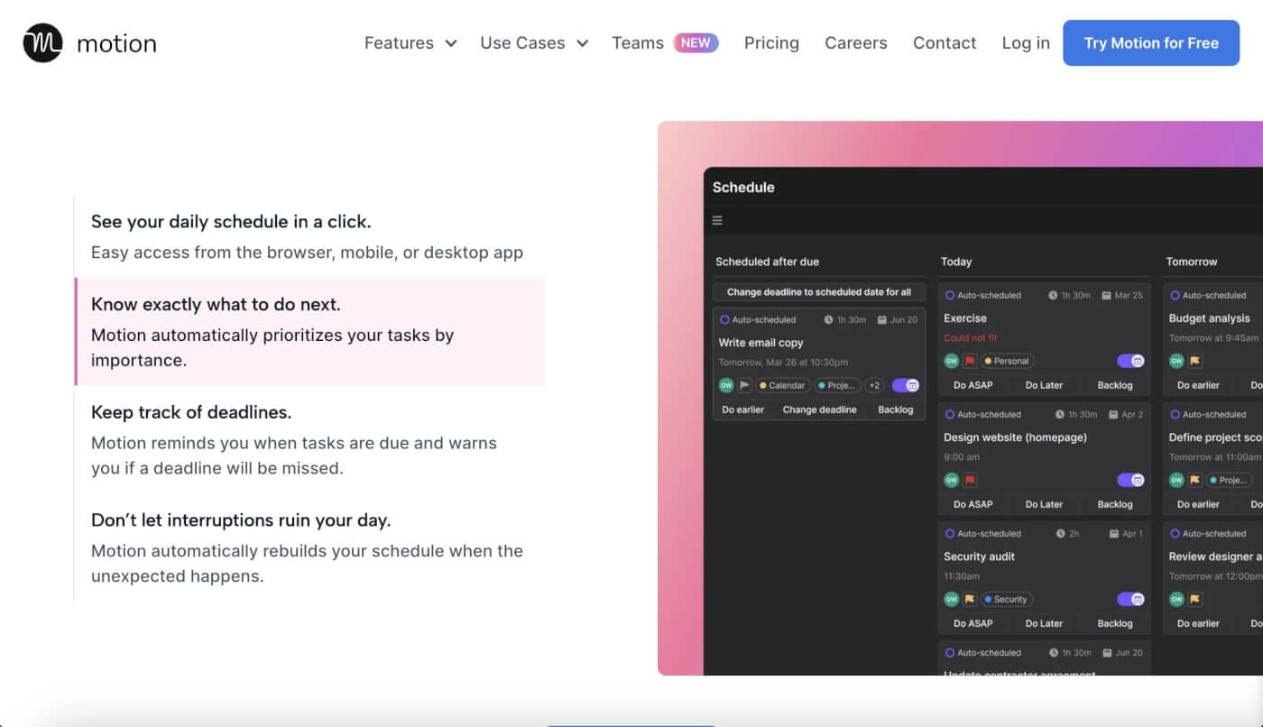 Motion AI user interface.