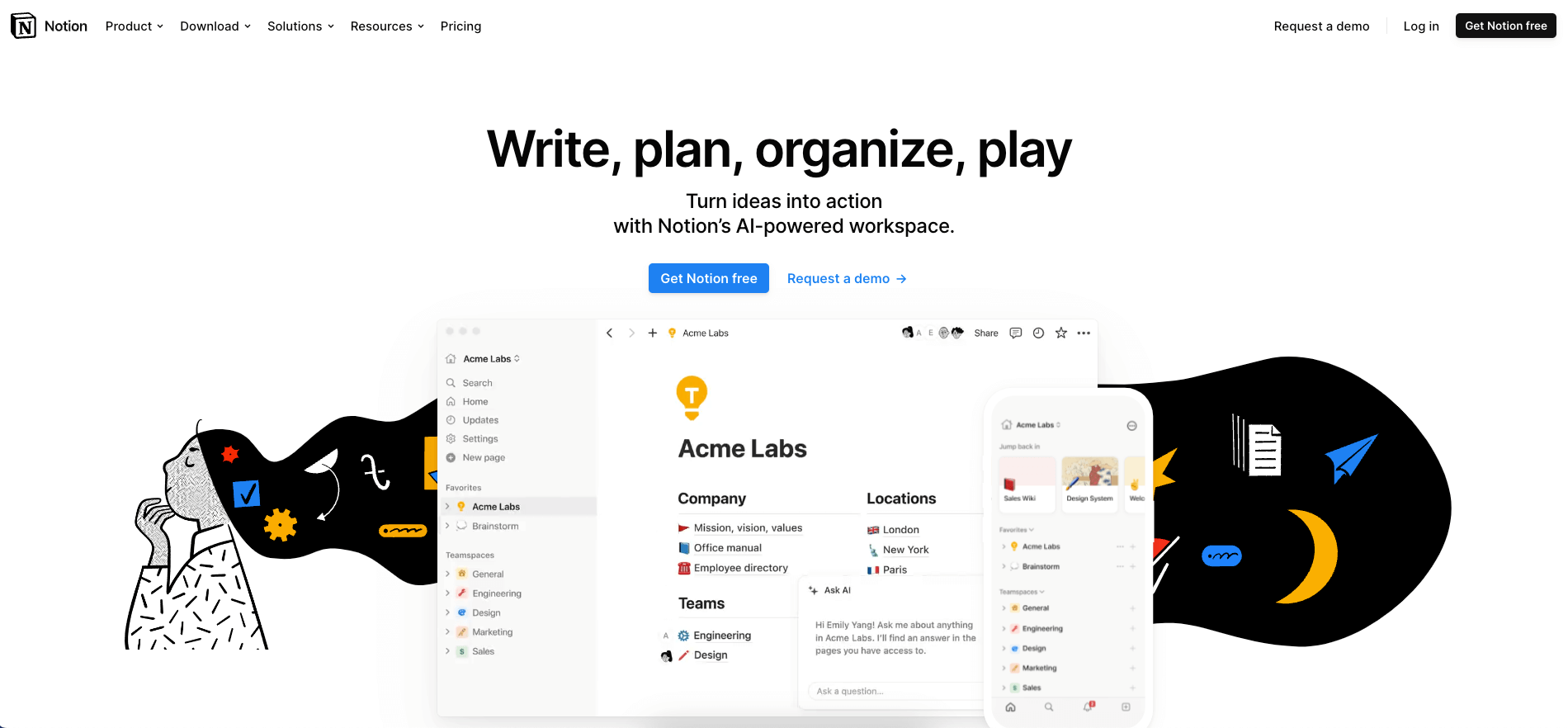 Notion AI user interface.