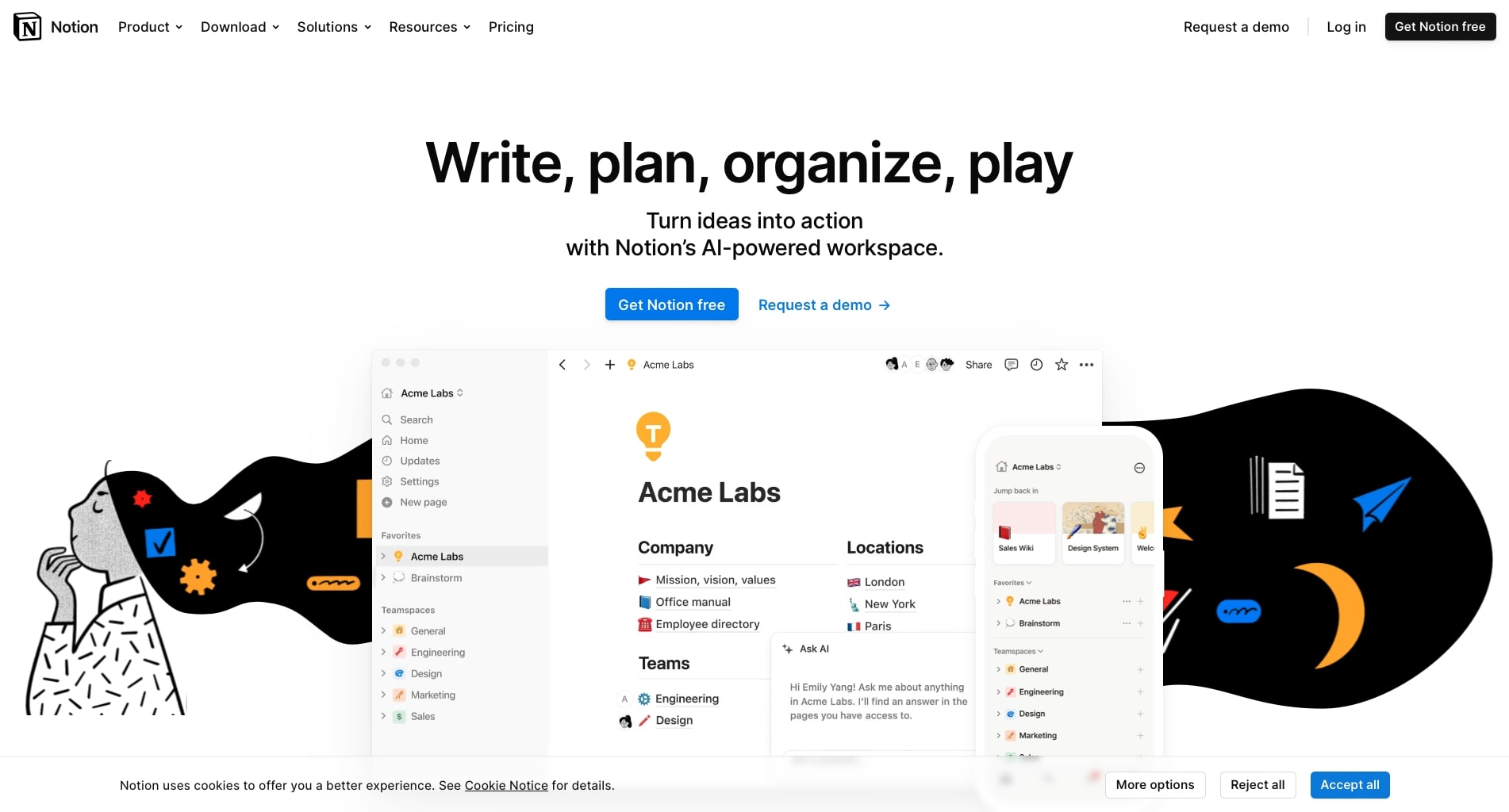 Notion user interface.