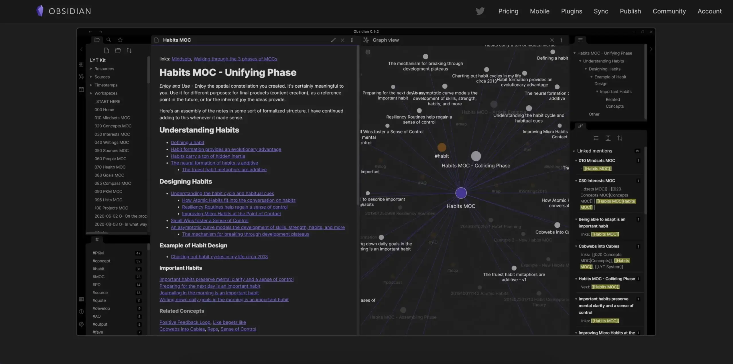 Obsidian user interface.