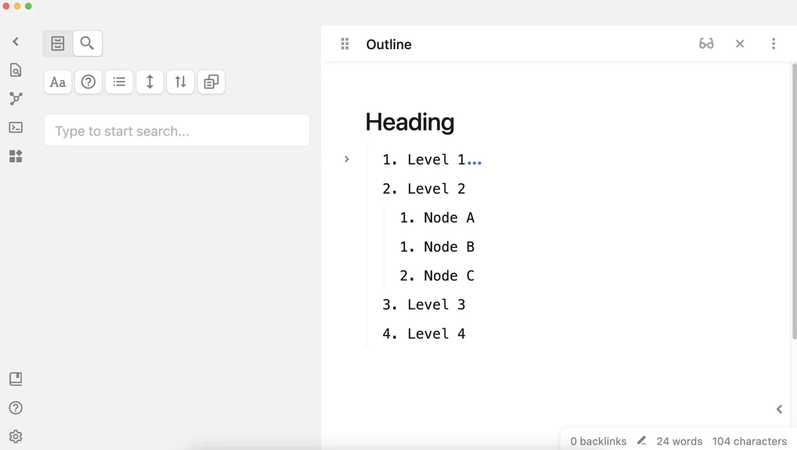 An outline in Obsidian.