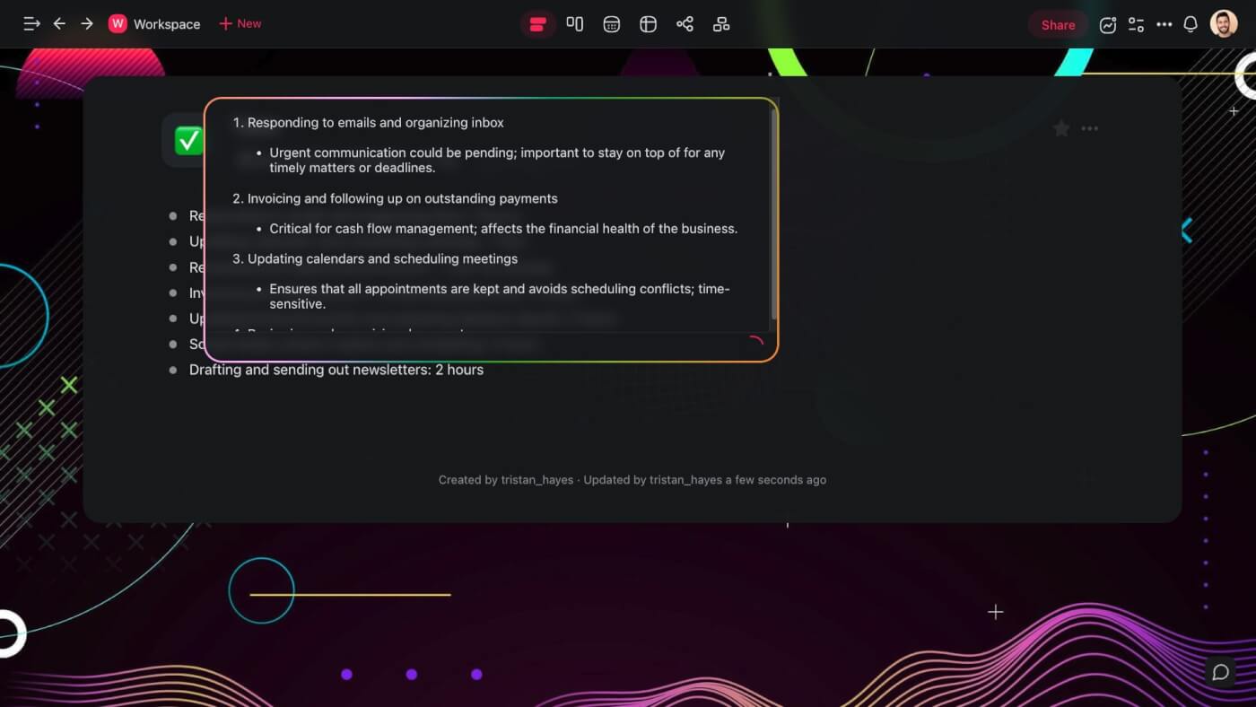 Taskade AI prioritization feature.