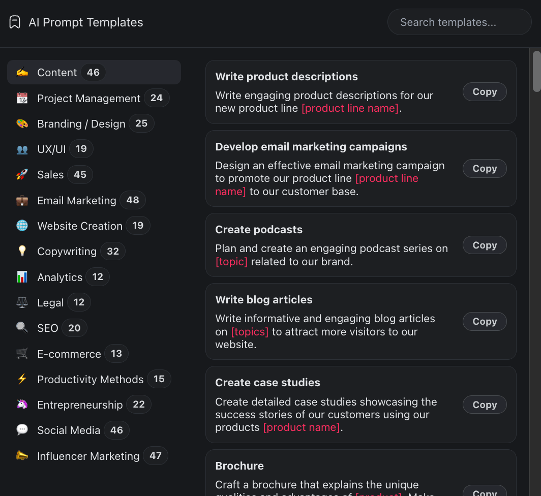 prompt templates gallery
