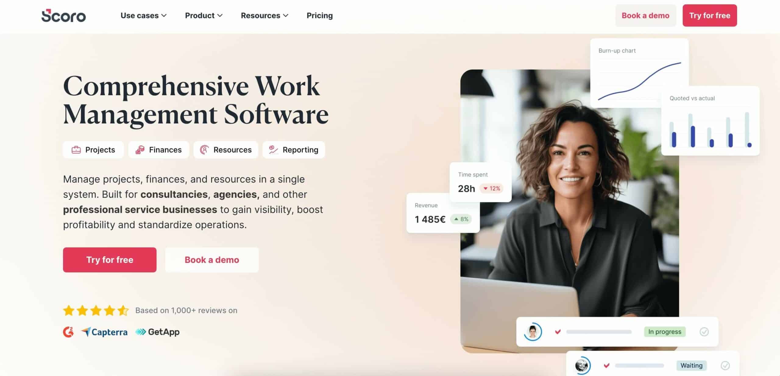 Scoro user interface.