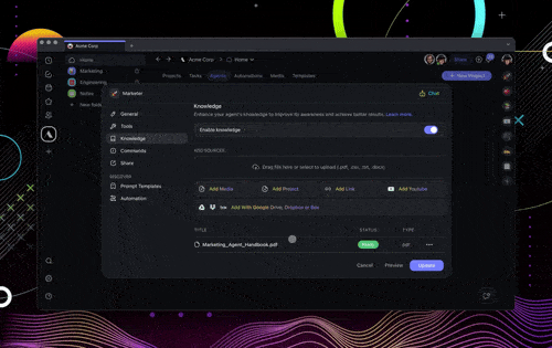 Sharing custom AI agent knowledge.