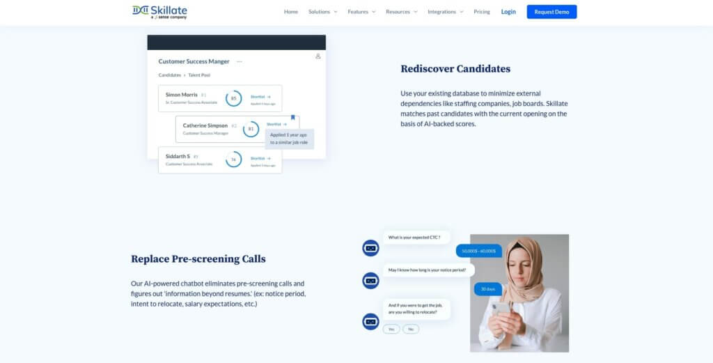 Skillate user interface.