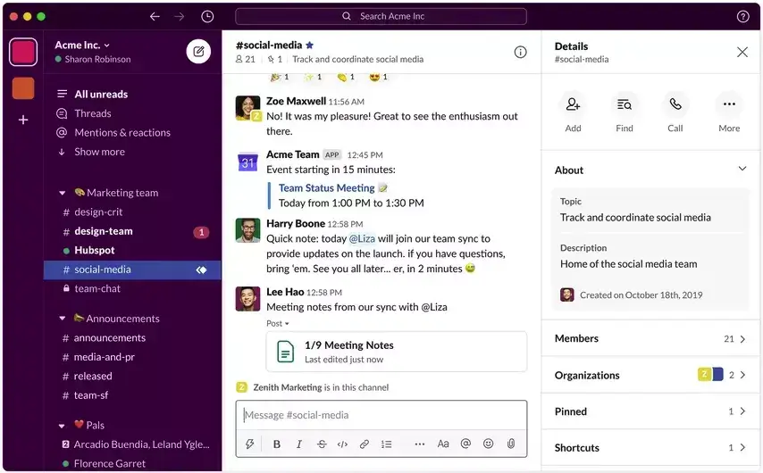 slack interface 2020