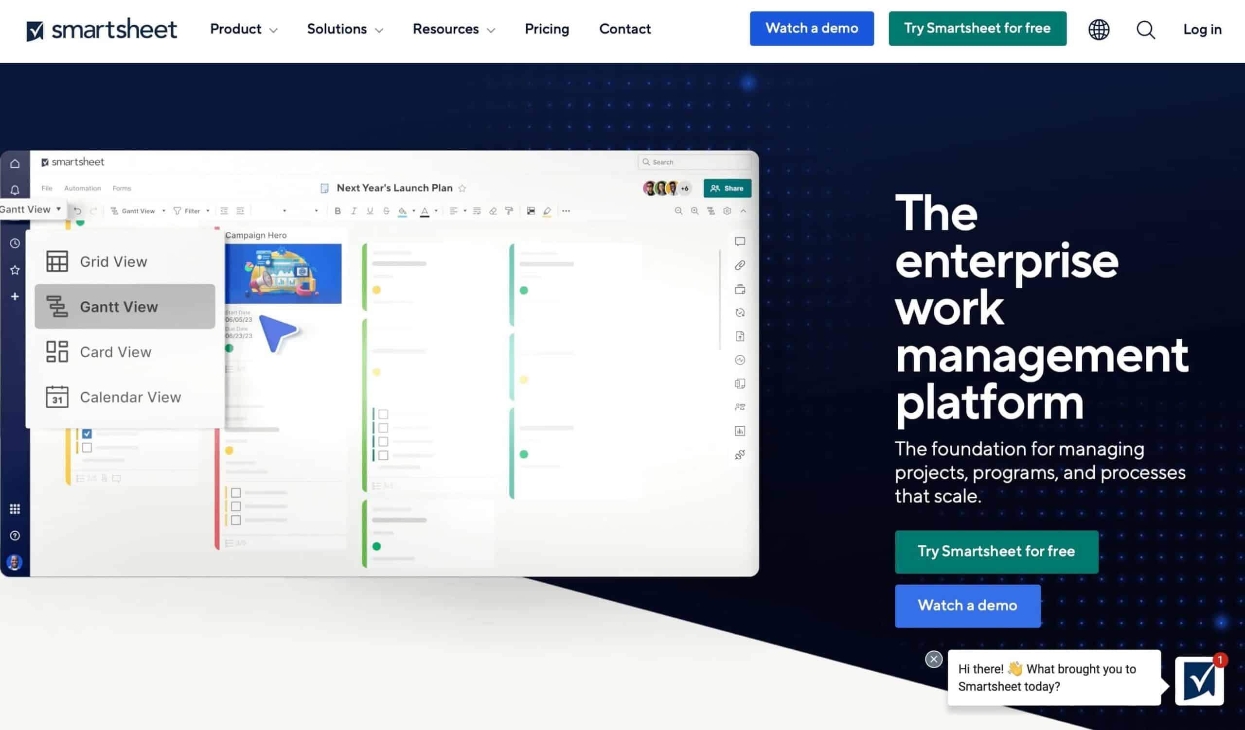 Smartsheet user interface.