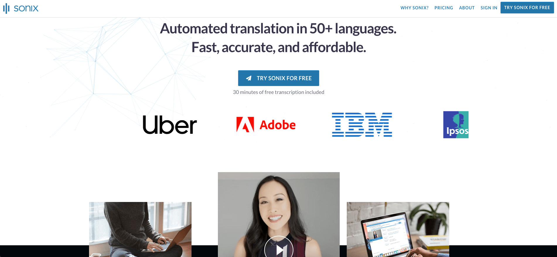 Sonix user interface.