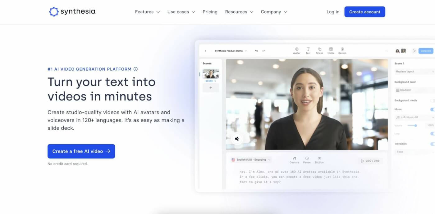 Synthesia user interface.